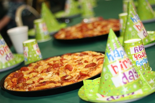 Birthday party with pizza