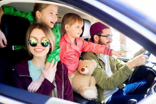 Family in a car