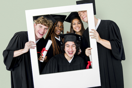 Graduates in caps & gowns