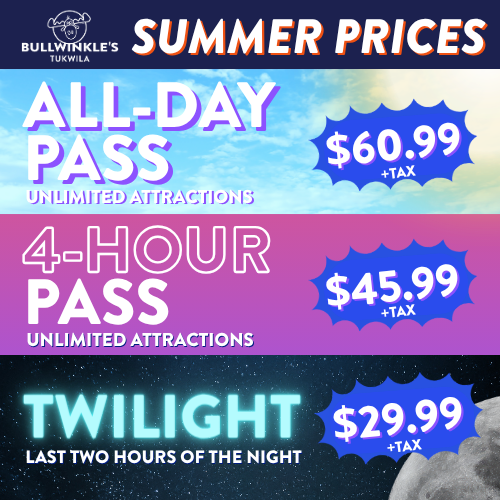 Summer Hours. All Day Pass $60.99 plus Tax, 4 hour pass $45.99 + Tax, and the twilight special is $29.99 + Tax